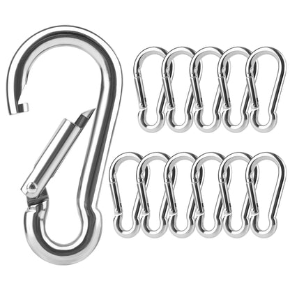 Stainless Steel Spring Snap Carabiner Hooks - 6/12/24Pcs M4 M5 M6 Quick Link Lock Rings for Outdoor & DIY Use