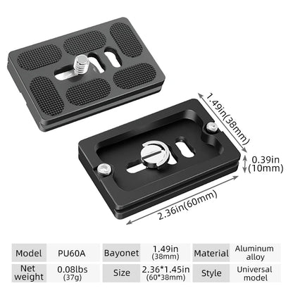 BEXIN Universal Aluminum Alloy Quick Release Plate – 1/4" Screw Tripod Mount Adapter for Arca Swiss & Benro Ball Head Cameras