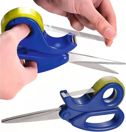 Scissors & Clear Tape Dispenser Cutter — Desktop Tape Dispenser for Office, Gift Wrapping & Stationery