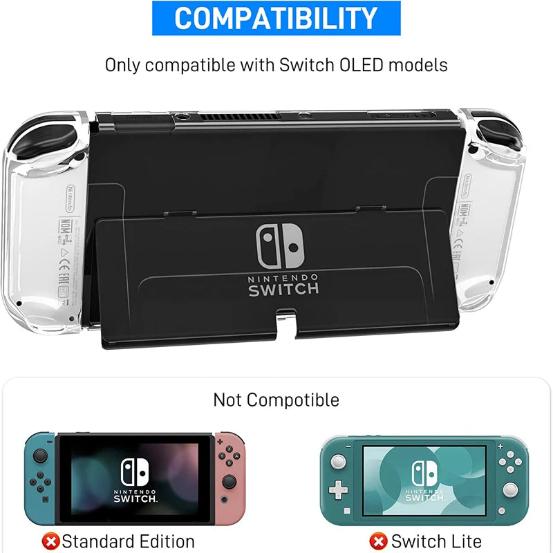 7-in-1 Nintendo Switch OLED Crystal Shell Case Kit: Storage & Carrying Accessories