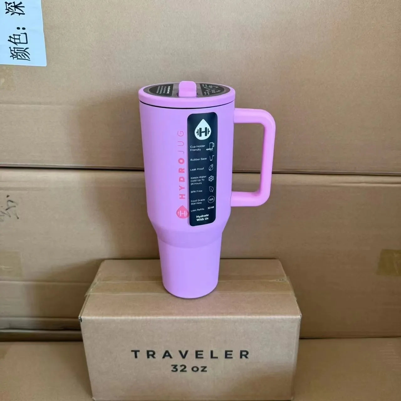 HydroJug 32oz/40oz Traveler Tumbler — Stainless Steel Vacuum Insulated Car Mug with Straw Lid & Double Wall Thermal Iced Design