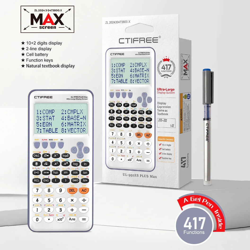 417-Function Scientific Calculator - Large-Screen Water-Based Pen Calculator for Students and Office Use