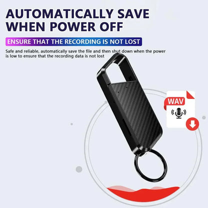 128GB Keychain Voice Recorder – Sound-Activated Mini Dictaphone with Noise Reduction, MP3 Player & Audio Recording 8-64GB
