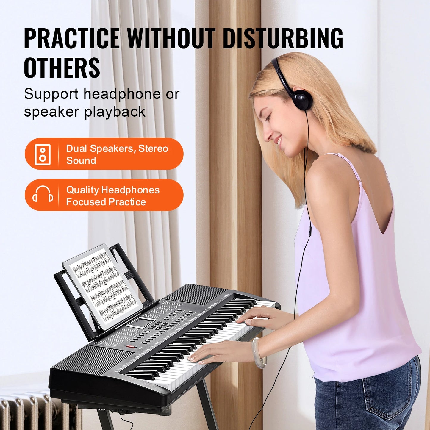 61 Key Digital Piano Keyboard - Portable Electric Piano with Multiple Tones & Rhythms for Beginners