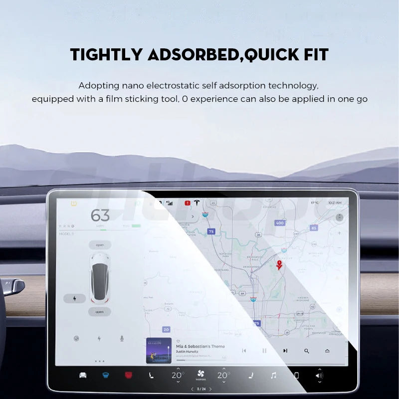 Futhope Tempered Glass Screen Protector – HD Center Control Film for Tesla Model 3/Y Highland (2021-2025) Protection