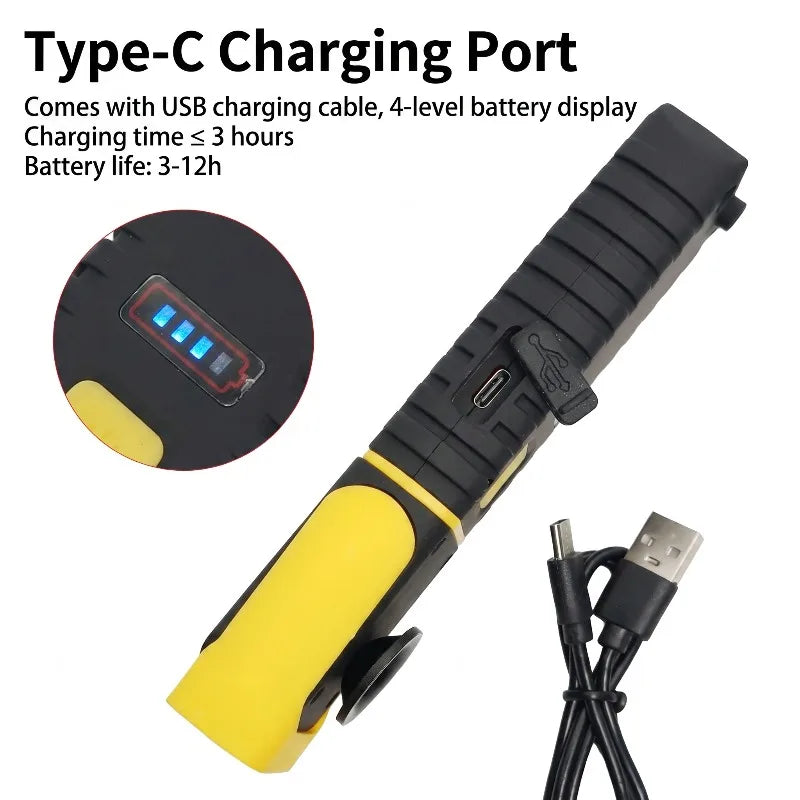 NAKIOO COB LED Work Light - Magnetic Base, 360° Rotating Portable Inspection Flashlight with 5 Light Modes
