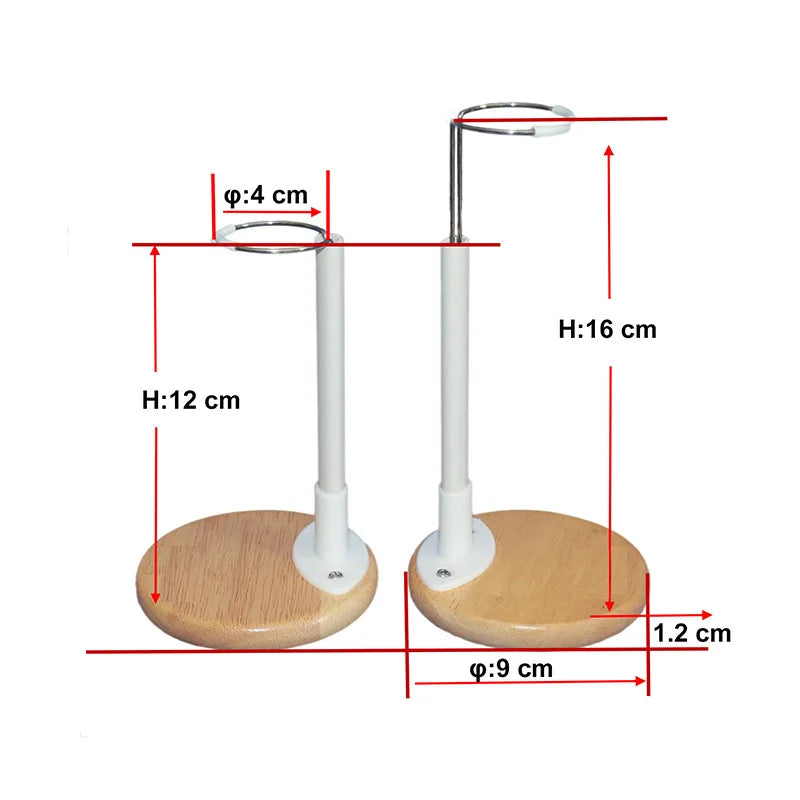 Wooden Base Doll Stand – Adjustable Plastic Support Holder for Figures & Action Models
