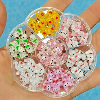 120PCS Sanrio Nail Charms Set - Kuromi, Cinnamoroll, and My Melody Resin Decorations for DIY Manicure Nail Art