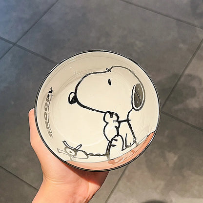 Cute Snoopy Ceramic Bowl Set — Kawaii Anime Tableware, High-Value Household Gift Set