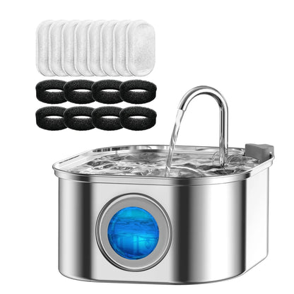 Automatic Cat Water Fountain - 3.2L/108oz Transparent Pet Water Dispenser with Sensor, Quiet Pump & Stainless Steel Filter