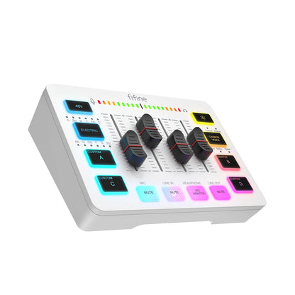 FIFINE 4-Channel USB Gaming Mixer with XLR Mic Interface – RGB Sound Mixer for Game, Podcast & Streaming AmpliGame SC3W