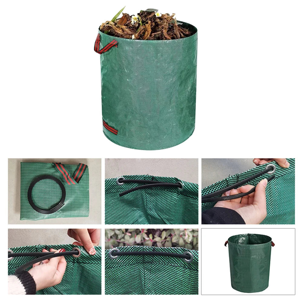 60L-500L Reusable Garden Bag – Large Capacity Foldable Leaf Sack, Garden Trash Waste Container & Storage