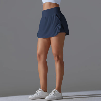 Outdoor Sports High Waist Yoga Skirt — Breathable Badminton Tennis Active Fitness Athletic Short Skirt