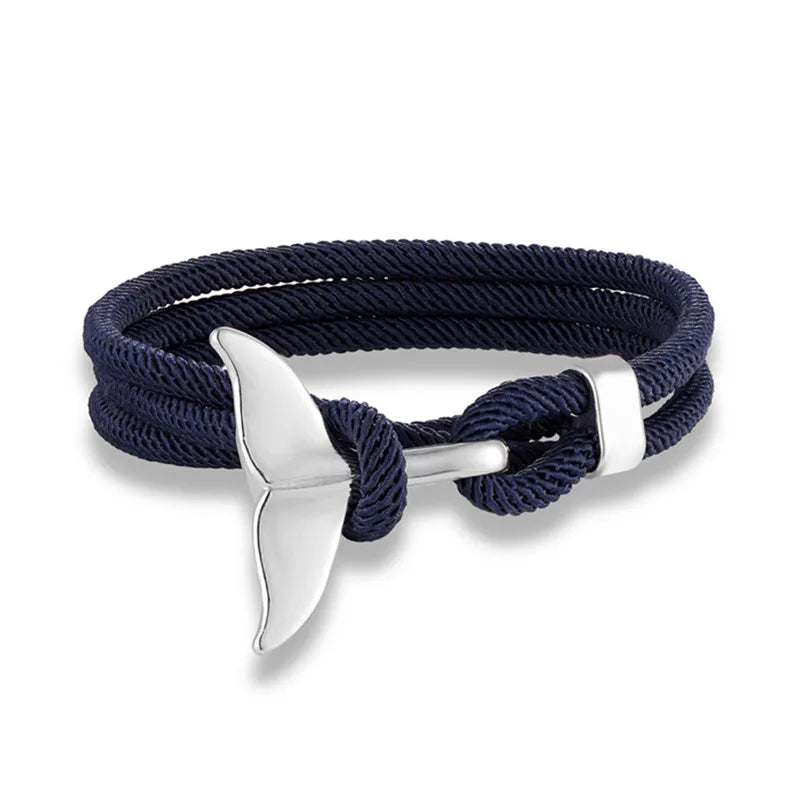 Whale Tail Anchor Bracelet - Adjustable Ocean Style Rope Couple Friendship Jewelry