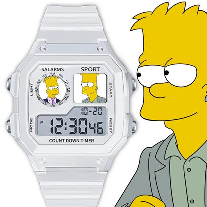 The Simpsons Cartoon Watch - Waterproof Quartz Alarm Watch with Night Light