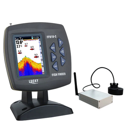 LUCKY FF918-CWLS Wireless Fish Finder – 980 ft Range, 45° Operating Range for Fishing Boats
