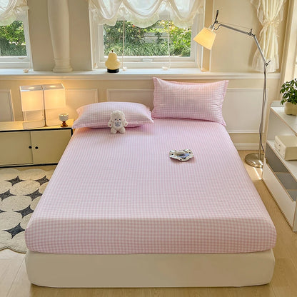 Plaid Fitted Sheet - Soft Skin-Friendly Elastic Bed Cover for Kids & Home