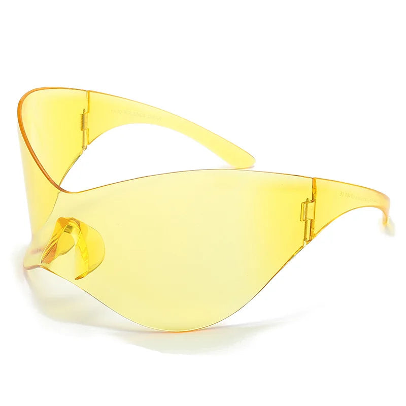 Oversized Futuristic Shield Sunglasses – Silver Mask Visor Eyeglasses for Women & Men, Y2K Punk Fashion Sun Glasses