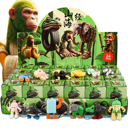 24PCS Tungtungtung Sahur Blind Box Toys — Tralala Shark, Bombardinocrocodilo Figures, Moveable Keychain Collectible Set