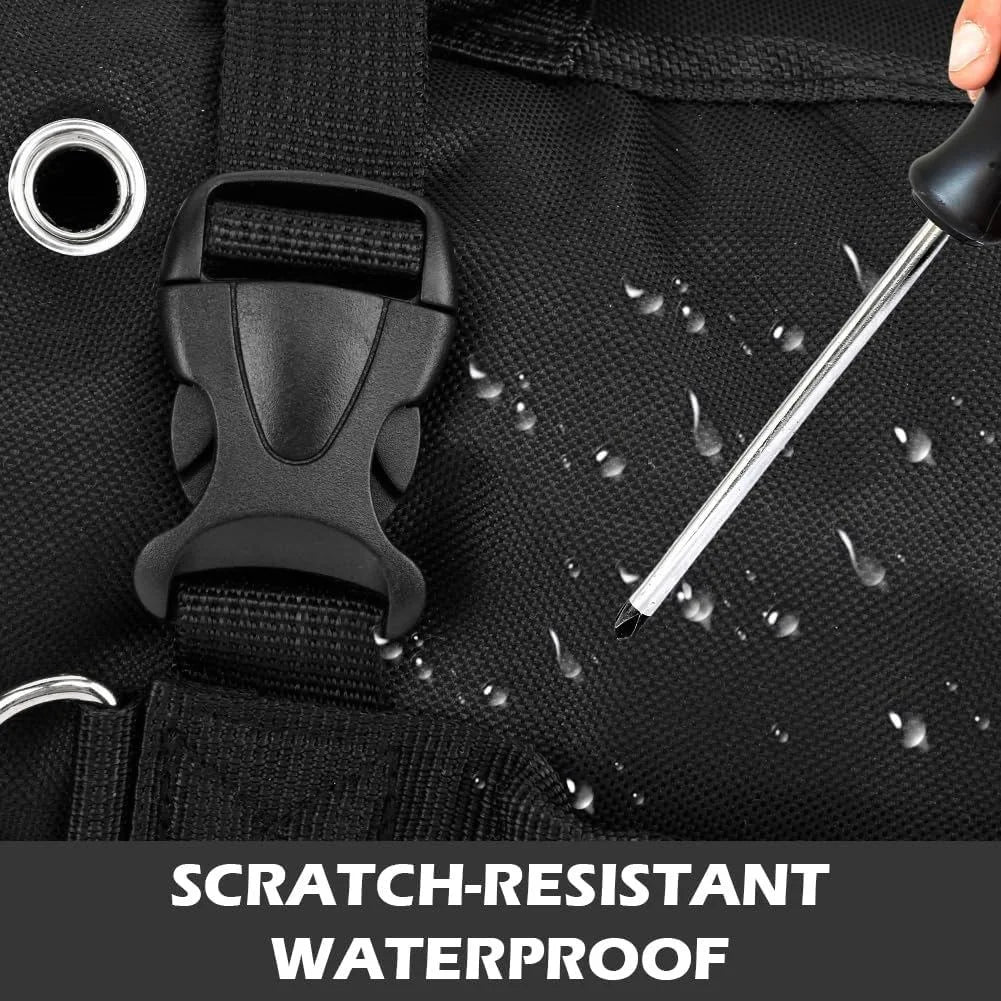 Toolstack Roll-Up Canvas Tool Bag - 4-Zipper Pocket Organizer with Hanging Strap for Hand Tools