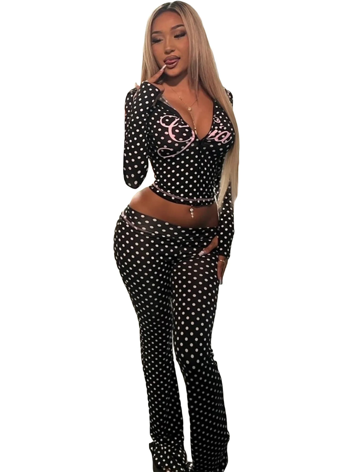 Women’s Letter Print 2-Piece Tracksuit Set - Hooded Zip-Up Coat & Jogger Pants for Autumn and Winter