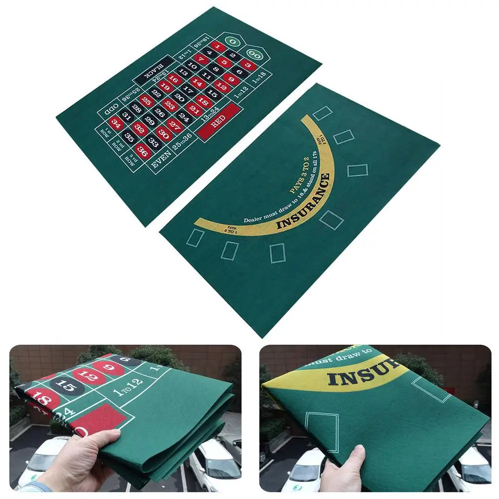 Double-Sided Tabletop Casino Felt Layout Mat – Professional Poker, Texas Hold'em & Blackjack for Roulette Games