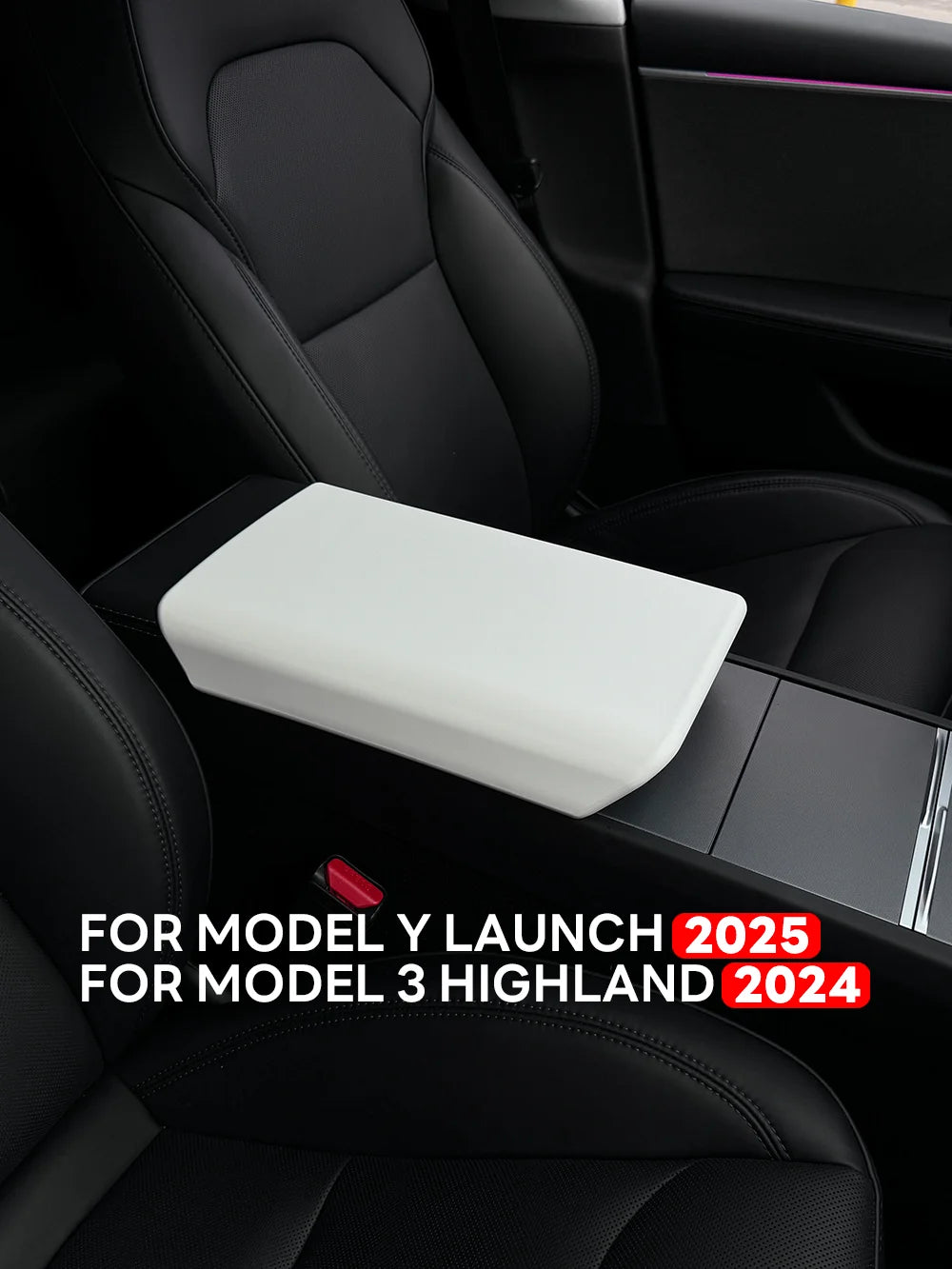 TPE Soft Center Console Armrest Cover – Compatible with Tesla Model Y Launch 2025 & Model 3 Highland 2024 Accessories