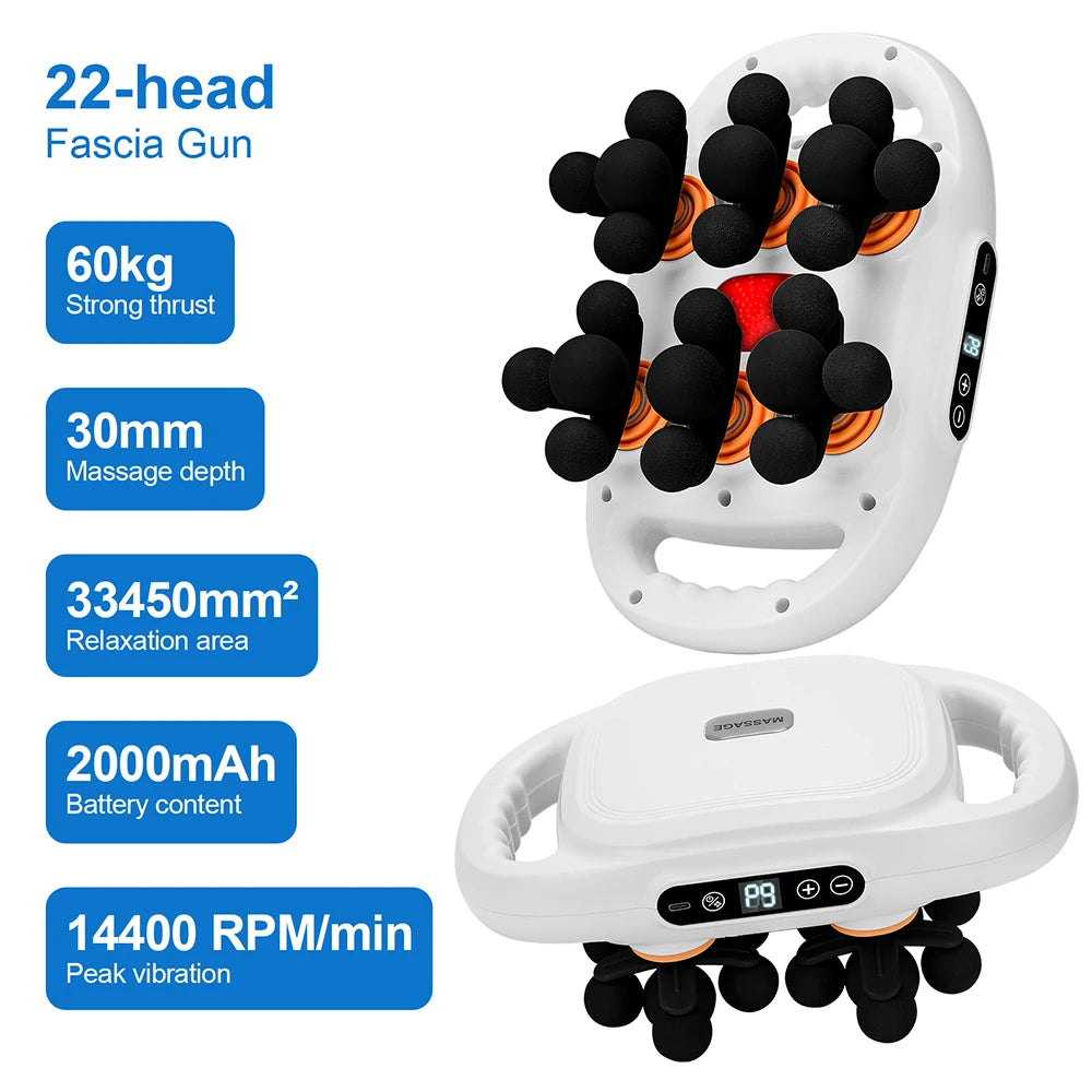 16-Head Fascia Massage Gun – High-Frequency Vibration Body Massager for Back, Waist, Neck, and Shoulders, Muscle Relief