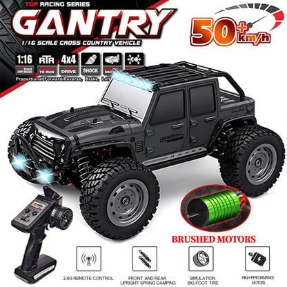 16103 Fast RC Cars – 50km/h 1/16 Off-Road 4WD Monster Truck with LED Headlights, 2.4G Waterproof Remote Control (For Adults & Kids)