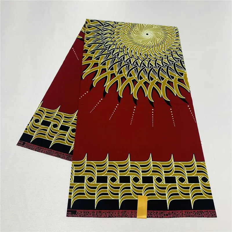 6 Yards African Real Wax Fabric - 100% Cotton Original Ankara Print for Party Dresses K121901