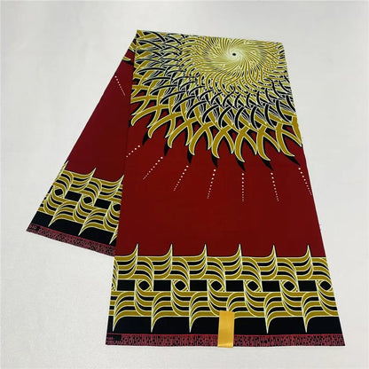 6 Yards African Real Wax Fabric - 100% Cotton Original Ankara Print for Party Dresses K121901