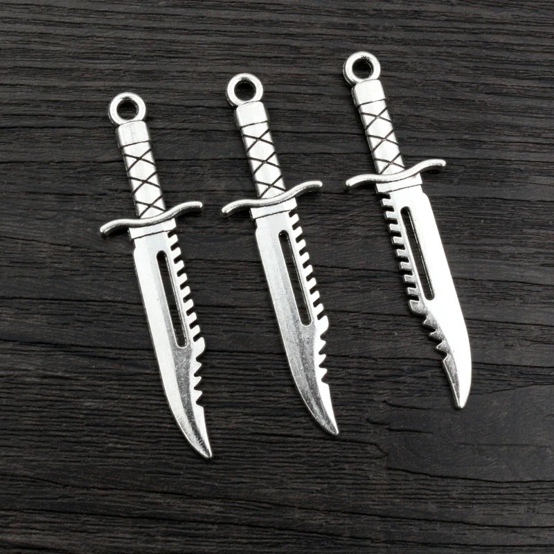 10pcs Antique Silver Sword Charms - DIY Jewelry Making Pendants Necklace Craft Accessories Findings
