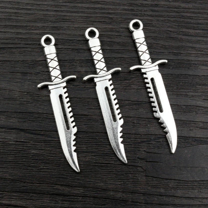 10pcs Antique Silver Sword Charms - DIY Jewelry Making Pendants Necklace Craft Accessories Findings
