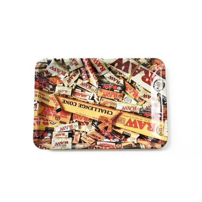 Metal Tobacco Storage Tray - Rolling Accessories Organizer with Decorative Patterns