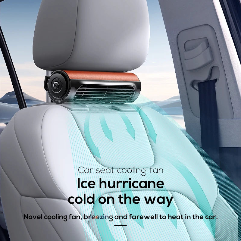 Vissko Portable Car Seat Fan – USB-Powered Headrest Cooling Air Fan with Adjustable Strap for Front & Rear Seats