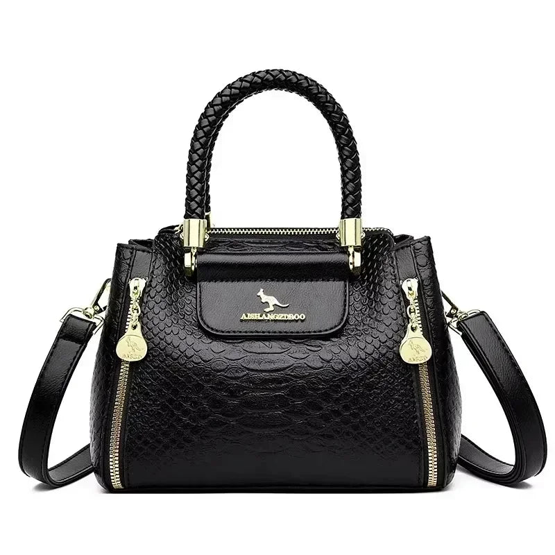 Luxury Fashion Print Women’s Handbag – Large Capacity Soft Leather Shoulder & Crossbody Designer Purse