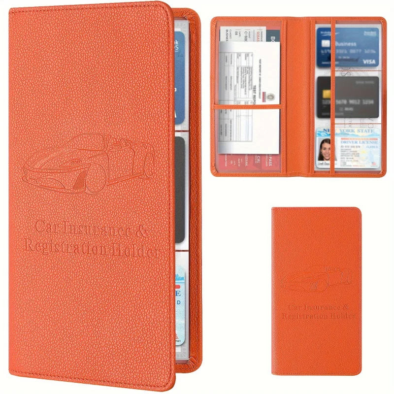 Premium Faux Leather Car Document Holder – Stylish Organizer for Men & Women, Stores Insurance, Registration & Manuals