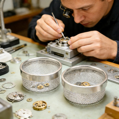 Watch Parts Cleaning Basket - Stainless Steel Mesh Holder for Watch Repair, Jewelry & Small Components