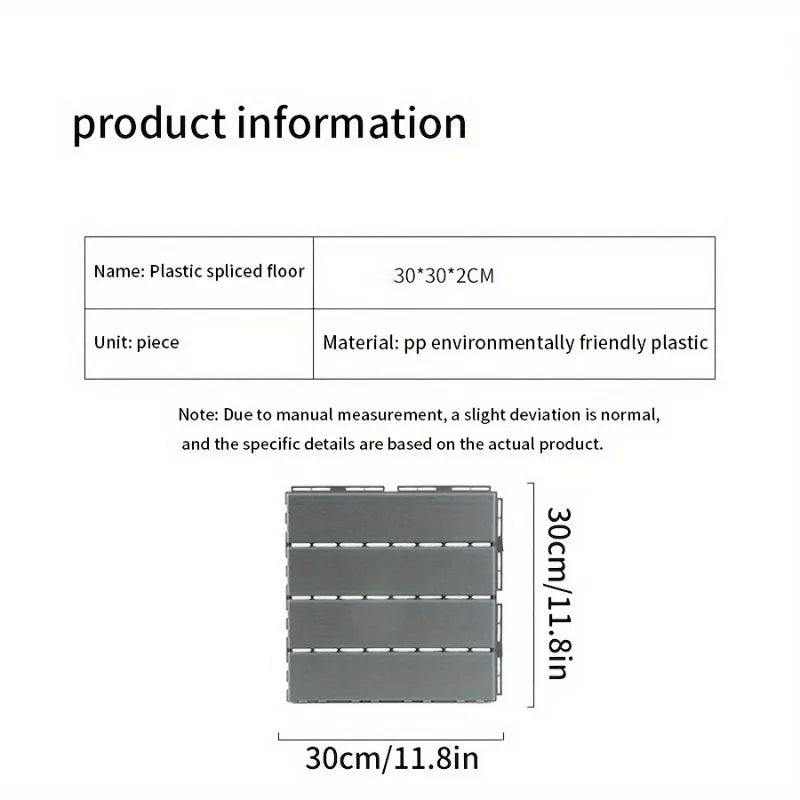 Wood Plastic Flooring Tiles - 10-Piece Waterproof Splicing Kit for Balconies & Outdoor Spaces