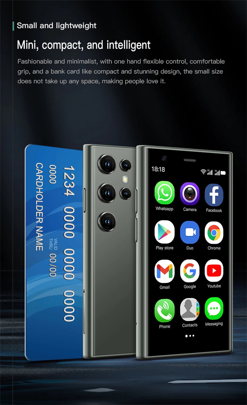 SOYES S23 Pro Mini Android Phone — 3.0" Display, 2GB RAM, 16GB ROM, Dual SIM, 1000mAh, 3G Compact Smartphone