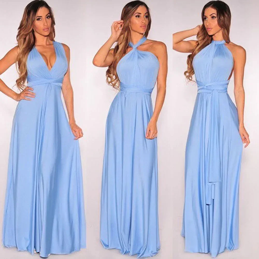Women’s Summer Sexy V-Neck Maxi Dress – Multi-Wear Strappy Long Party Dress
