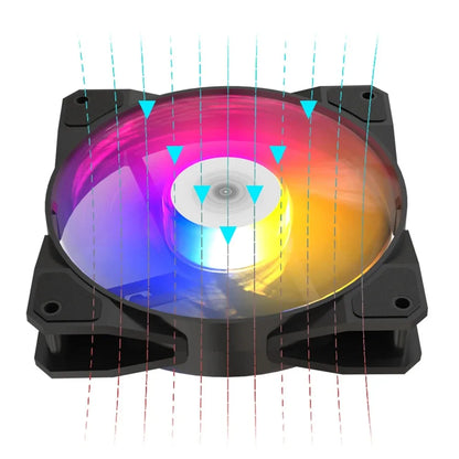 TEUCER P16 120mm RGB PC Case Fan – Silent 4-Pin CPU Cooler with Rainbow Lighting
