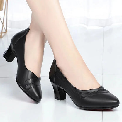 Cresfimix Women’s Pointed Toe Flat Shoes - Yellow PU Leather Casual Office Comfort Shoes