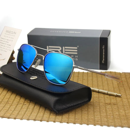 RE Military Aviation Sunglasses — Vintage Titanium Frame Pilot Glasses for Men & Women