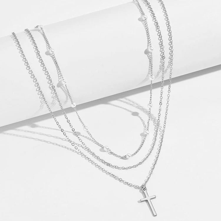 LATS Pearl Choker Necklace for Women – Double Layer Heart Pendant Jewelry Gift