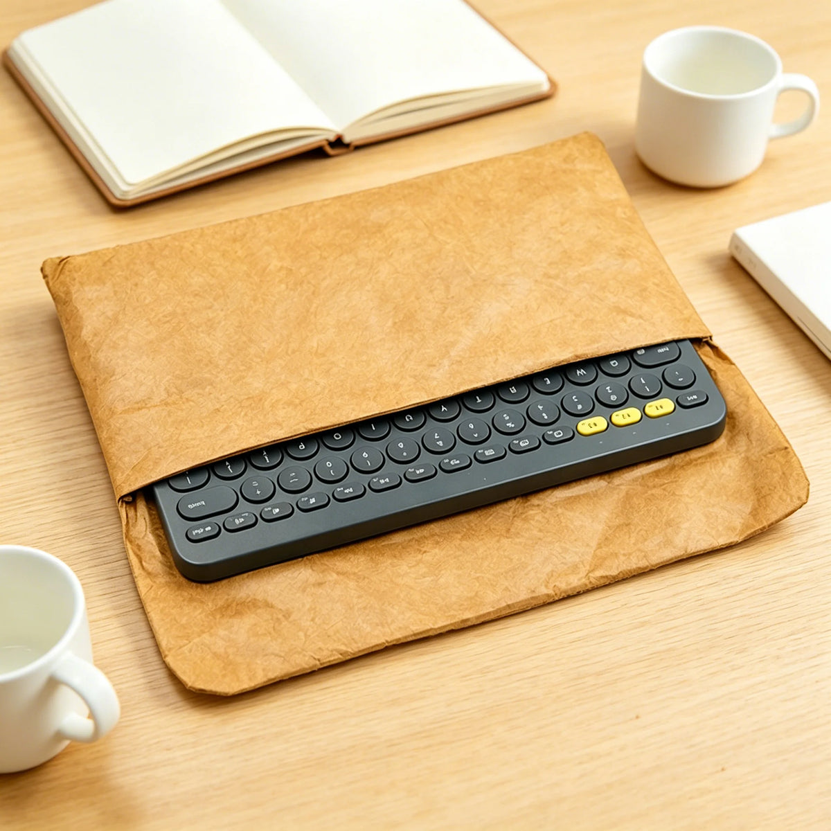Universal Fiber Paper Keyboard Storage Bag - Lightweight Retro Protective Cover for Magic Keyboard 2nd/3rd Gen and Logitech K380