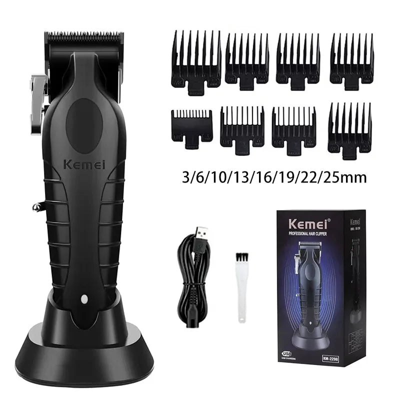 Kemei Professional Hair Clipper Kit – KM-2296, KM-2299, KM-1102 Electric Shaver & Cordless Trimmer for Men’s Hair Cutting