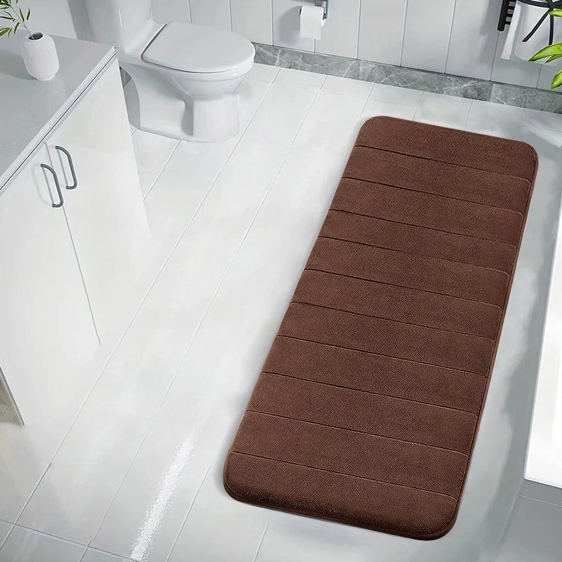 Coral Velvet Bathroom Mat - Anti-Skid Absorbent Toilet & Bathtub Floor Mat, Entrance Rug