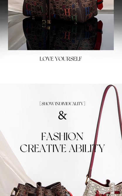 Luxury Women’s Bucket Handbag — Classic Designer Shoulder Bag with Fashion Print, Stylish Wallet for Women