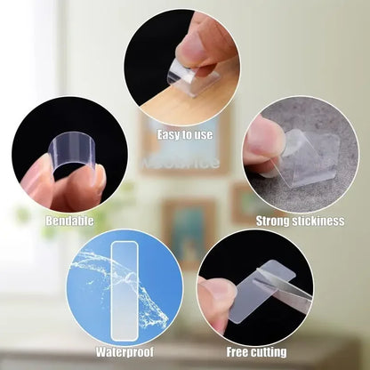 Double-Sided Nano Adhesive Tape – Reusable Super Strong Transparent Waterproof Wall Mount Stickers for Home & Office Use